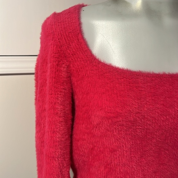 Free People Hot Pink Sweater Moonbeam Furry - Picture 4 of 4